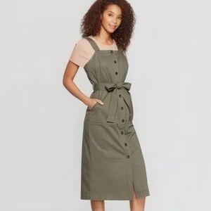 Universal Thread Olive Green Button-Down Dress with Belt utility dress size M